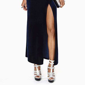 Blackmilk midnight blue velvet maxi skirt